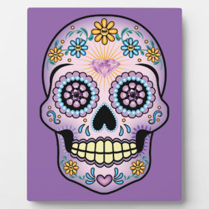 Lila Zuckerschädel Fotoplatte