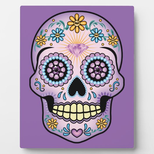 Lila Zuckerschädel Fotoplatte (Vorderseite)