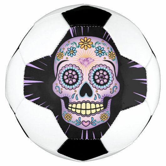 Lila Zuckerschädel Fußball (Vorderseite)