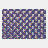 Lila Zuckerschädel Geschenkpapier Set (Vorderseite)