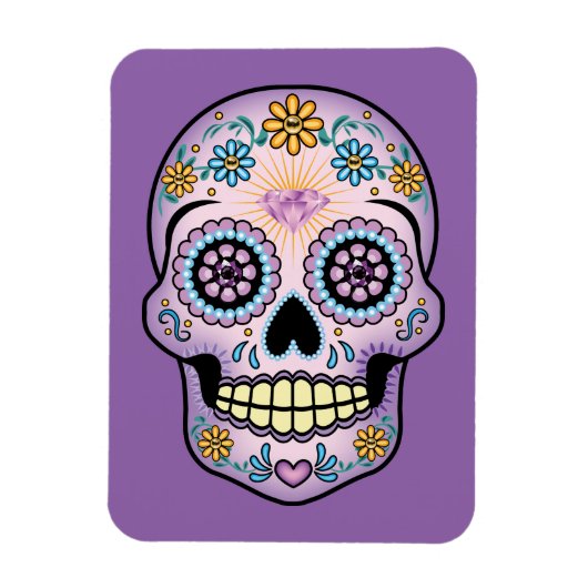 Lila Zuckerschädel Magnet (Vertikal)