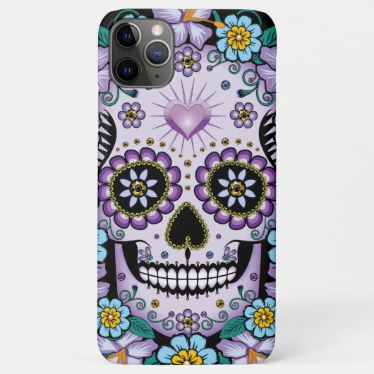 Lila Zuckerschädel mit Blume Case-Mate iPhone Hülle (Rückseite)