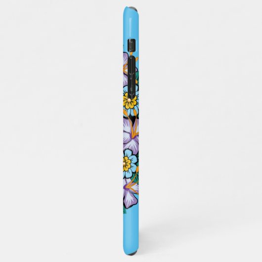 Lila Zuckerschädel mit Blume iPhone Hülle (Linke Seite)