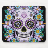 Lila Zuckerschädel mit Blume Mousepad (Vorne)
