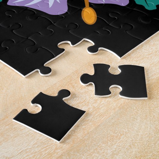 Lila Zuckerschädel mit Blume Puzzle (Seite)