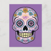 Lila Zuckerschädel Postkarte (Vorderseite)