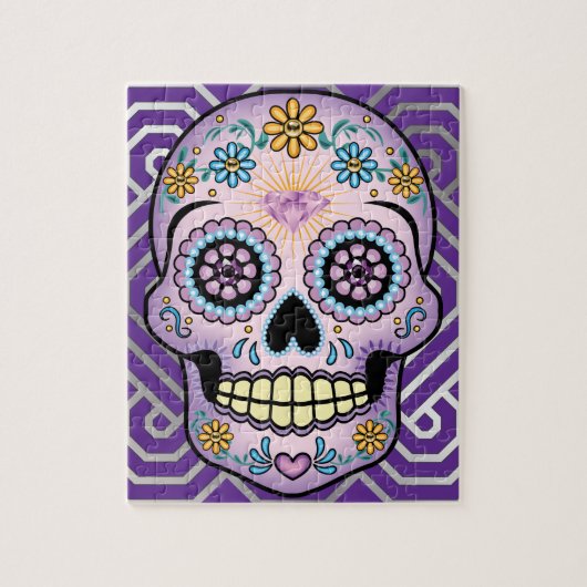 Lila Zuckerschädel Puzzle (Vertikal)