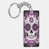 Lila Zuckerschädel Schlüsselanhänger (Vorderseite links)