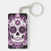 Lila Zuckerschädel Schlüsselanhänger (Rückseite)