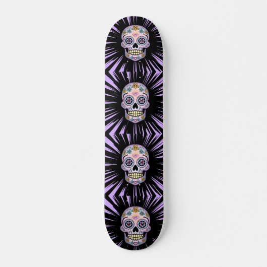 Lila Zuckerschädel Skateboard (Vorne)