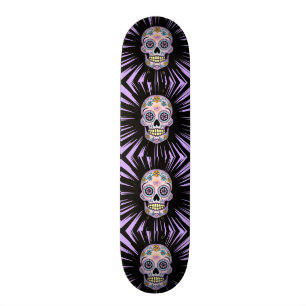 Lila Zuckerschädel Skateboard