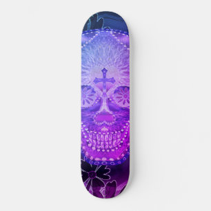 Lila Zuckerschädel Skateboard