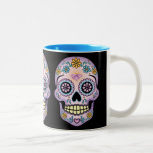 Lila Zuckerschädel Zweifarbige Tasse