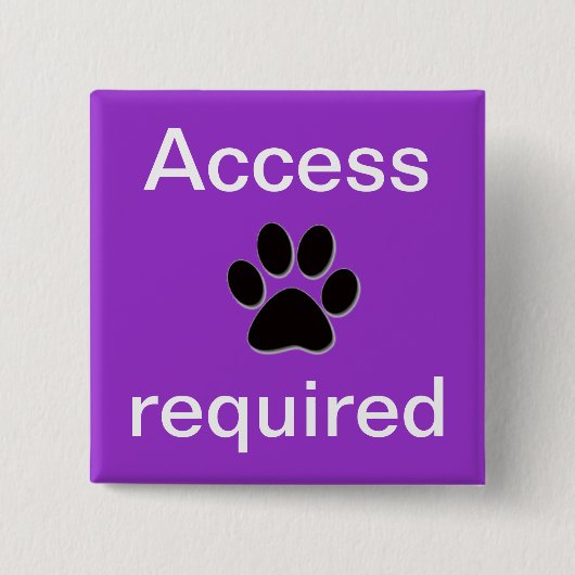 Lila Zugang erforderliches pawprint Button (Vorderseite)