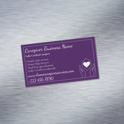 Lila Zuhause-Betreuung Beruflich Magnetische Visitenkarte (Beispiel)