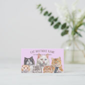 Lila Zuhause Katzen Visitenkarte (Stehend Vorderseite)