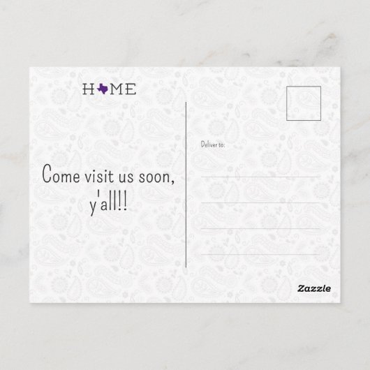 Lila ZUHAUSE Texas Moving Ankündigung Postcard Postkarte (Rückseite)