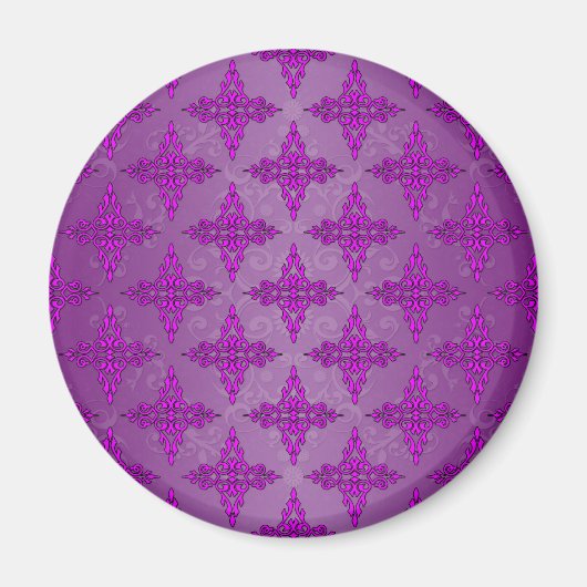 Lila zwei Tone Damask Magnet (Vorne)