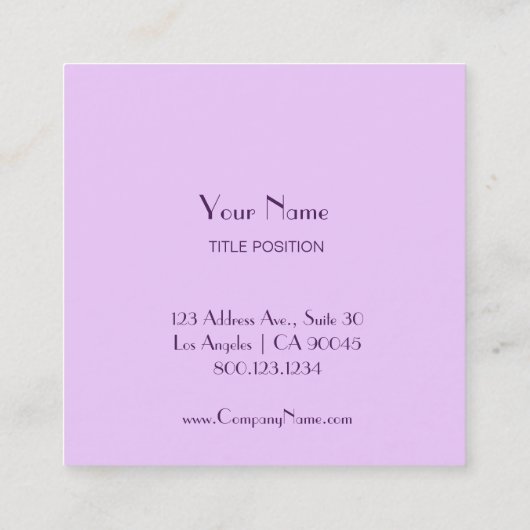 Lila zwei Toner Quadratische Visitenkarte (Rückseite)
