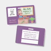 Lila zweiseitiges Lehrer-ID-Abzeichen der k-12-Sch Ausweis (Vorder- & Rückseite)