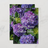 Lila Zwergwinkel magenta hydrangeas Hochzeit Einladung (Vorne/Hinten)