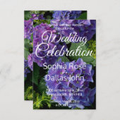 Lila Zwergwinkel magenta hydrangeas Hochzeit Einladung (Vorne/Hinten)