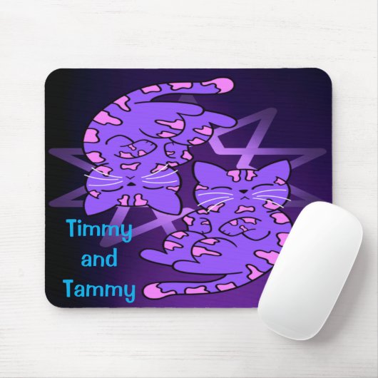 Lila Zwillinge-Kätzchen-Dekagon Lila Mousepad (Mit Mouse)