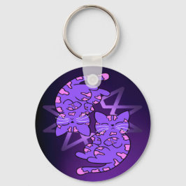 Lila Zwillinge-Kätzchen-Dekagon Lila Schlüsselanhänger