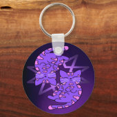 Lila Zwillinge-Kätzchen-Dekagon Lila Schlüsselanhänger (Vorderseite)