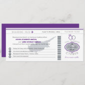 Lila Zypern-Boarding-Pass Einladung (Vorne/Hinten)