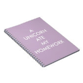 Lilac A UNICORN ATE MY HAUSAUFGABEN Notebook Notizblock (Rechte Seite)