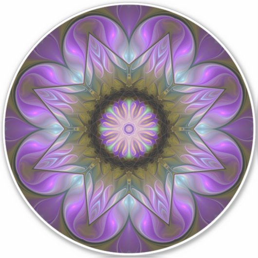 Lilac Abend Mandala Aufkleber (Vorderseite)