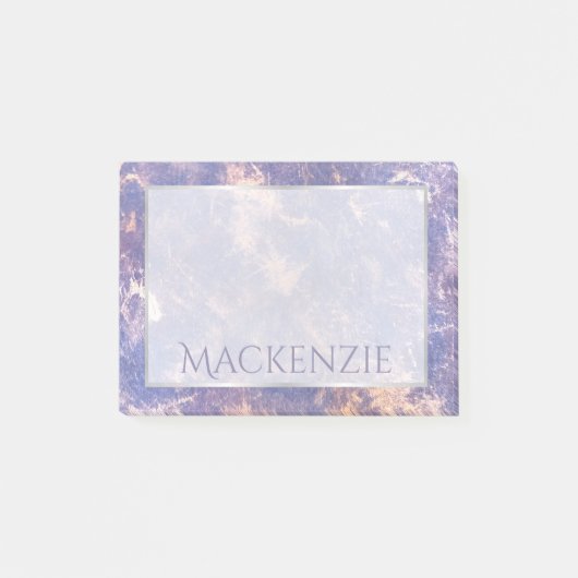 Lilac Abstrakt | Lila Golden Spritzer Pinselstrich Post-it Klebezettel (Vorderseite)