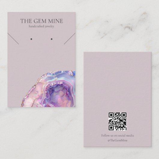 Lilac Agate Gemstone Jewelry Display Card Visitenkarte (Vorne/Hinten)