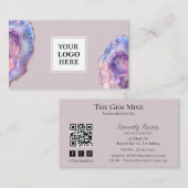 Lilac Agate Geode Business Card Visitenkarte (Vorne/Hinten)