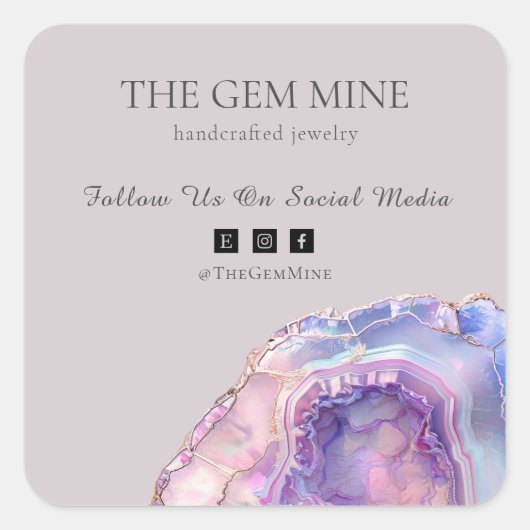 Lilac Agate Small Business Quadratischer Aufkleber (Vorderseite)