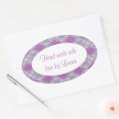 LILAC AGYLE STRICK Oval "Hand Made Stickers" Ovaler Aufkleber (Umschlag)