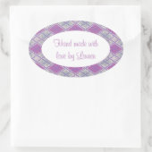 LILAC AGYLE STRICK Oval "Hand Made Stickers" Ovaler Aufkleber (Tasche)