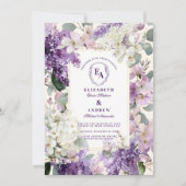 Lilac and Cream Garden Floral Wedding Einladung (Vorderseite)