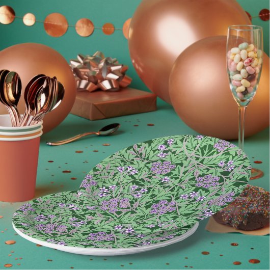 Lilac and green floral pattern pappteller (Multi)