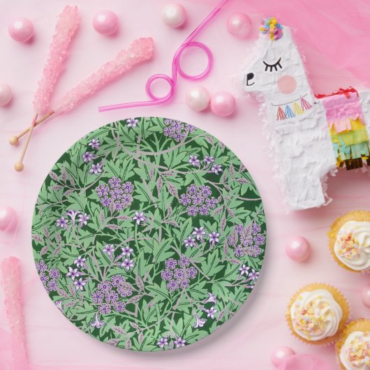 Lilac and green floral pattern pappteller (Party)