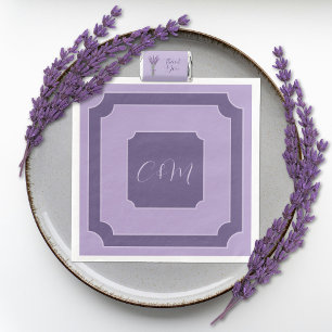Lilac and Lavender Script Initials Wedding Serviette