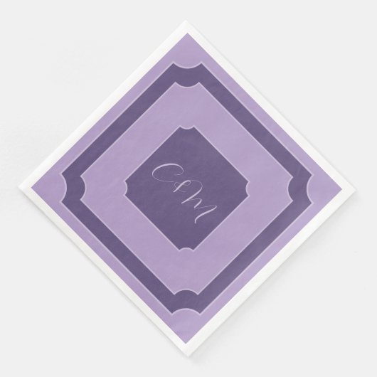 Lilac and Lavender Script Initials Wedding Serviette (Ecke)