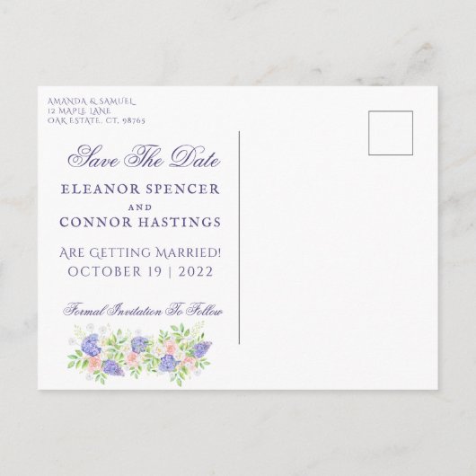 Lilac and Peony - Ausgeklügelte Einladung zur Hoch (Rückseite)