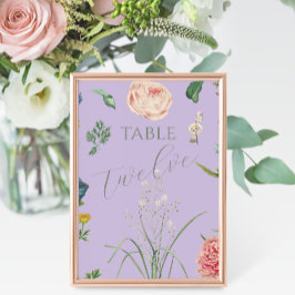 Lilac and Sage Green Outdoor Garden Wedding Tischnummer