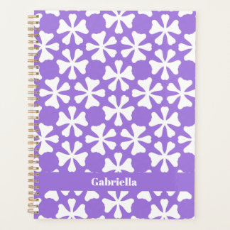 Lilac and White Modern Geometric Floral Pattern Planer