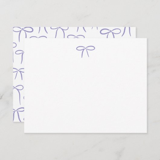 Lilac and White Simple Bow Personal Stationery Mitteilungskarte (Vorne/Hinten)
