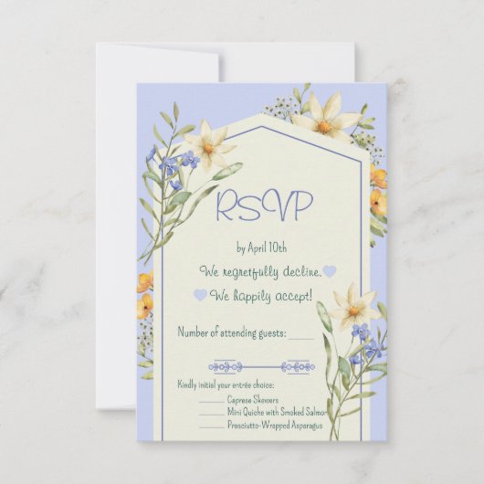 Lilac And White Wildflowers Geometric RSVP Card (Vorderseite)