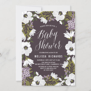 Lilac Anemone Blooms Baby Shower Einladung