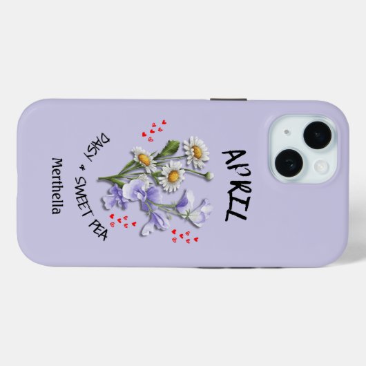 Lilac APRIL Birth Month Blume Individuelle Name Case-Mate iPhone Hülle (Rückseite (Horizontal))